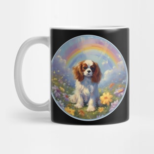 Cavalier King Charles Spaniel Memorial Rainbow Bridge Colorful Dog Art Mug